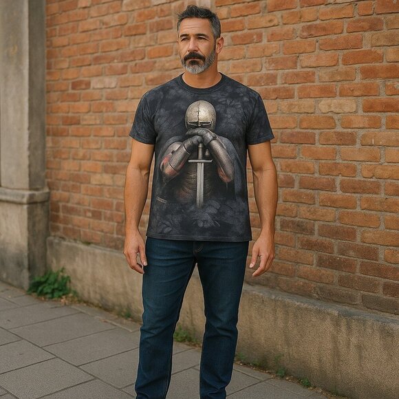 The Mountain Knight Sword Shirt Small Fantasy Warrior Tee Tie Dye Armor Graphic - Picture 4 of 5